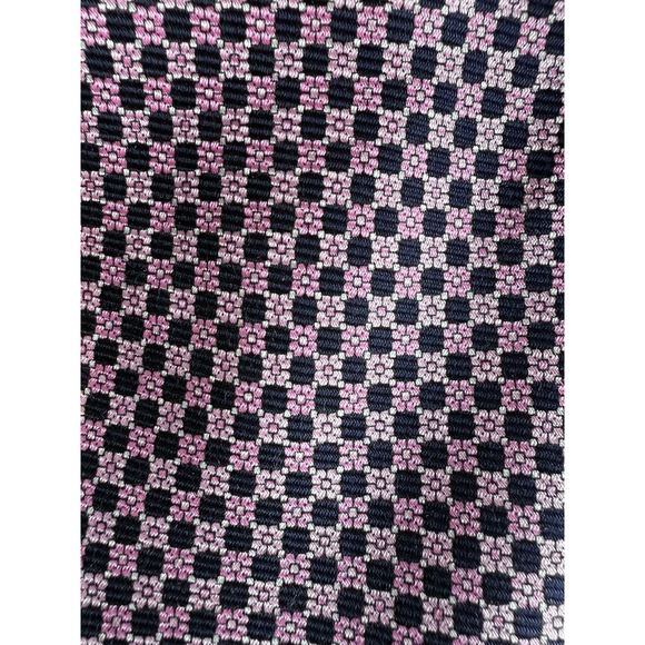 Vintage Burberrys of London Silk Tie Pink Navy Geometric Check - Picture 2 of 8